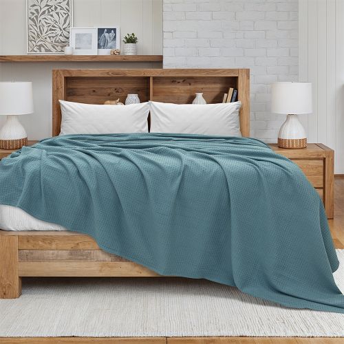 Εικόνα της Κουβέρτα King Size (240x260) Πικέ Cocoon Πετρόλ