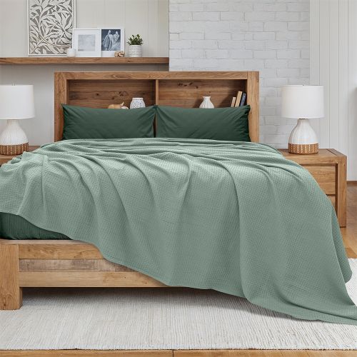 Εικόνα της Κουβέρτα King Size (240x260) Πικέ Cocoon Μέντα