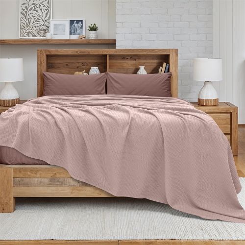 Εικόνα της Κουβέρτα King Size(240x260) Πικέ Cocoon Ροζ