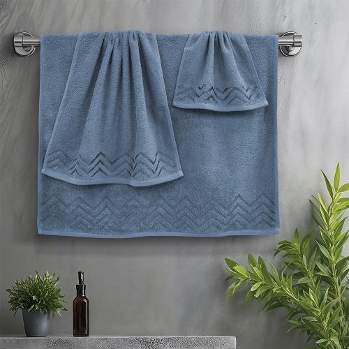 Εικόνα της Σετ πετσέτες 3τμχ (30x50,50x90,70x140) Wavie Πετρόλ